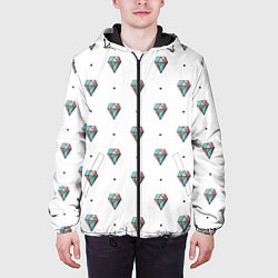 Куртка с капюшоном мужская Разноцветные Бриллианты На Белом Фоне, цвет: 3D-черный — фото 2
