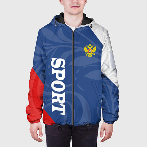 Мужская куртка СПРТИВНАЯ РОССИЯ - ФЛАГ - ГЕРБ / 3D-Черный – фото 3