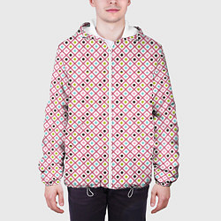 Куртка с капюшоном мужская Кружки и ромбики, цвет: 3D-белый — фото 2