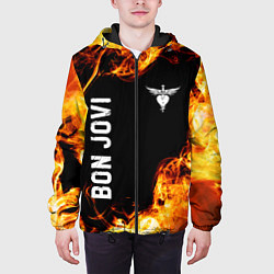 Куртка с капюшоном мужская Bon Jovi и Пылающий Огонь, цвет: 3D-черный — фото 2