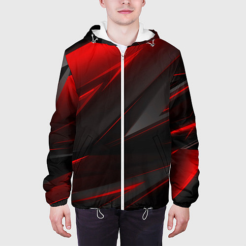 Мужская куртка Red and Black Geometry / 3D-Белый – фото 3
