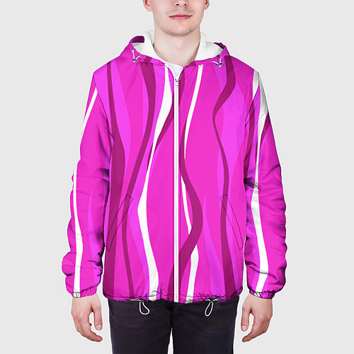 Мужская куртка Розовые полосы / 3D-Белый – фото 3
