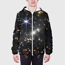Куртка с капюшоном мужская NASA: Скопление Галактик, цвет: 3D-белый — фото 2