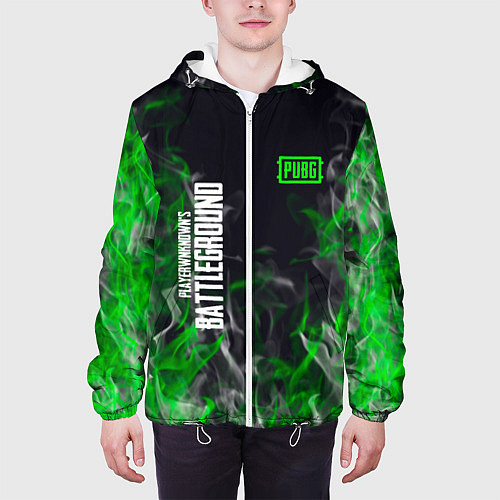 Мужская куртка Pubg - зелёное пламя / 3D-Белый – фото 3