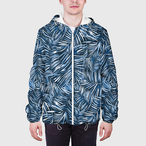 Мужская куртка Тропические листья пальмы / 3D-Белый – фото 3