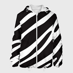 Куртка с капюшоном мужская Анималистичный рисунок зебра, цвет: 3D-белый