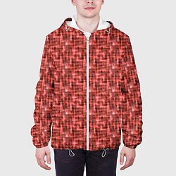 Куртка с капюшоном мужская Оранжевые, коричневые акварельные пятна, цвет: 3D-белый — фото 2
