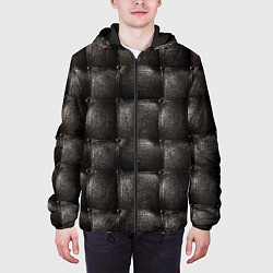 Куртка с капюшоном мужская Стёганая кожа, цвет: 3D-черный — фото 2