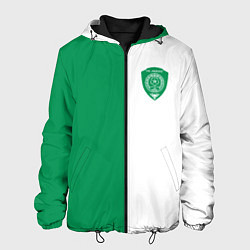 Куртка с капюшоном мужская ФК Ахмат бело-зеленая форма, цвет: 3D-черный