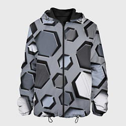 Куртка с капюшоном мужская Металлическая киберпанк броня - Серый, цвет: 3D-черный