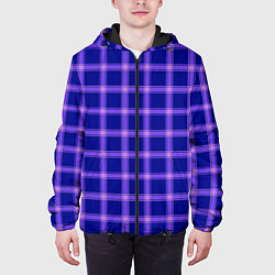 Куртка с капюшоном мужская Фиолетовый клетчатый узор, цвет: 3D-черный — фото 2