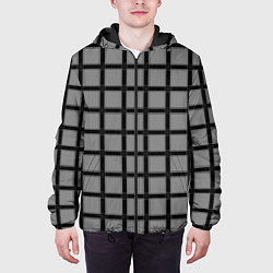 Куртка с капюшоном мужская Темно-серый узор в крупную клетку, цвет: 3D-черный — фото 2