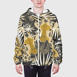 Куртка с капюшоном мужская Жирафы в тропиках, цвет: 3D-белый — фото 2