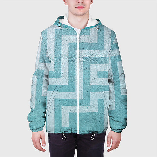 Мужская куртка Абстрактный лабиринт на поверхности - Голубой / 3D-Белый – фото 3