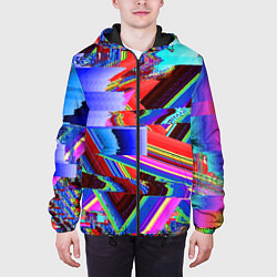 Куртка с капюшоном мужская Авангардный модный глитч, цвет: 3D-черный — фото 2