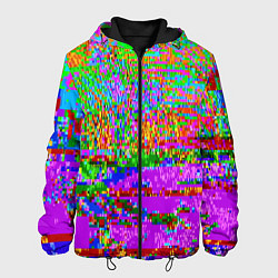 Куртка с капюшоном мужская Пиксельный глитч-арт паттерн, цвет: 3D-черный