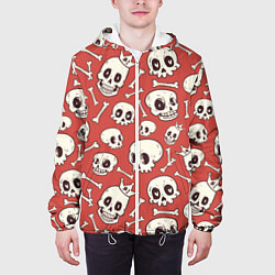 Куртка с капюшоном мужская Черепа на красном фоне, цвет: 3D-белый — фото 2