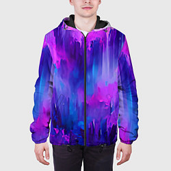 Куртка с капюшоном мужская Purple splashes, цвет: 3D-черный — фото 2