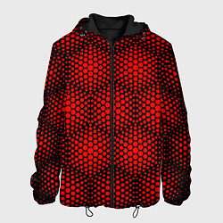 Куртка с капюшоном мужская Красные неоновые соты, цвет: 3D-черный