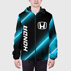 Куртка с капюшоном мужская Honda неоновые лампы, цвет: 3D-черный — фото 2