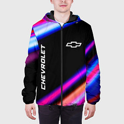 Куртка с капюшоном мужская Chevrolet speed lights, цвет: 3D-черный — фото 2