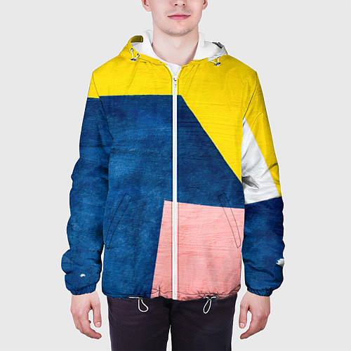 Мужская куртка Абстрактный набор геометрических фигур - Жёлтый / 3D-Белый – фото 3