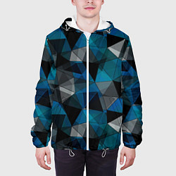 Куртка с капюшоном мужская Сине-черный геометрический, цвет: 3D-белый — фото 2