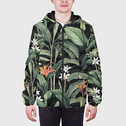 Куртка с капюшоном мужская Цветы Зелёных Джунглей, цвет: 3D-черный — фото 2