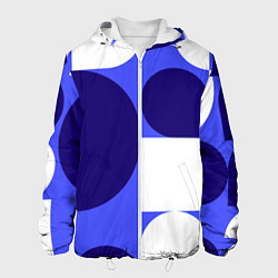 Куртка с капюшоном мужская Абстрактный набор геометрических фигур - Синий фон, цвет: 3D-белый