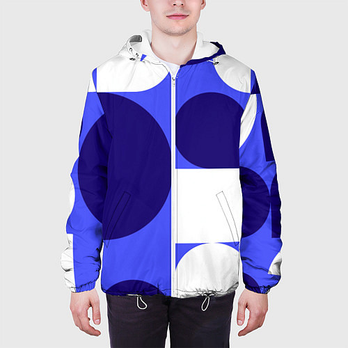 Мужская куртка Абстрактный набор геометрических фигур - Синий фон / 3D-Белый – фото 3