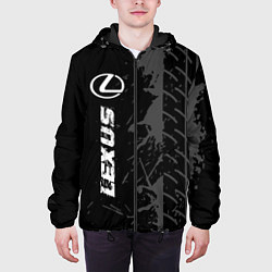 Куртка с капюшоном мужская Lexus speed на темном фоне со следами шин: по-верт, цвет: 3D-черный — фото 2