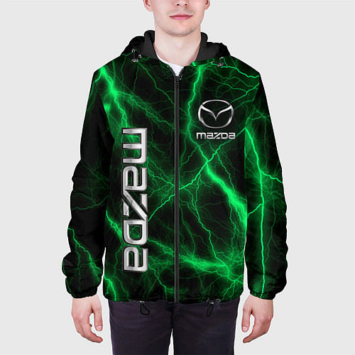 Мужская куртка Mazda зеленые молнии / 3D-Черный – фото 3