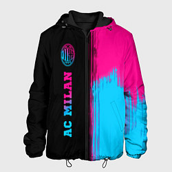 Куртка с капюшоном мужская AC Milan - neon gradient: по-вертикали, цвет: 3D-черный