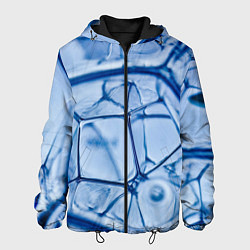 Куртка с капюшоном мужская Абстрактная синяя ледяная броня, цвет: 3D-черный