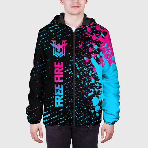 Мужская куртка Free Fire - neon gradient: по-вертикали / 3D-Черный – фото 3