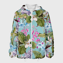 Куртка с капюшоном мужская Цветы Цветущая Сирень, цвет: 3D-белый