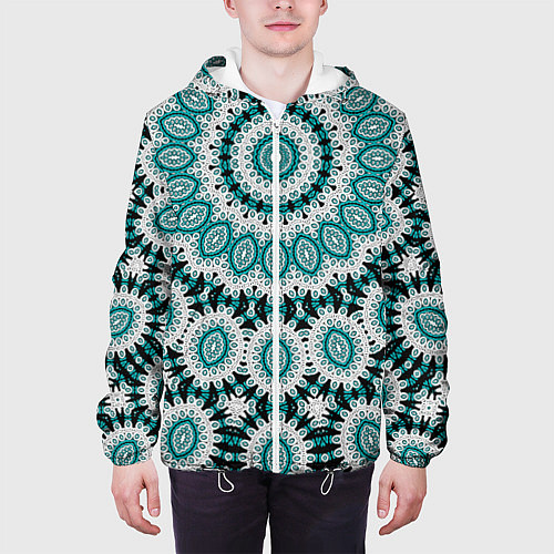 Мужская куртка Этнический узор Мандала / 3D-Белый – фото 3