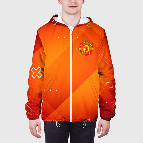 Мужская куртка Manchester united Абстракция спорт / 3D-Белый – фото 3