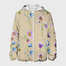 Мужская куртка Нарисованные Цветы Колокольчики и Пчёлы