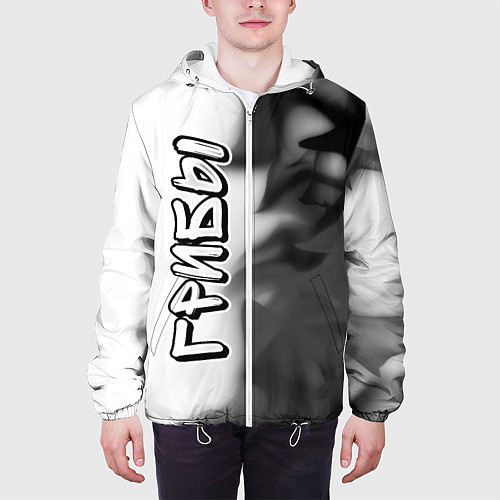 Мужская куртка Рэпер Грибы в стиле граффити: по-вертикали / 3D-Белый – фото 3