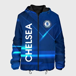 Куртка с капюшоном мужская Chelsea Синяя абстракция, цвет: 3D-черный