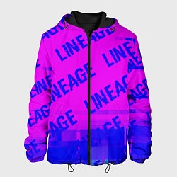 Куртка с капюшоном мужская Lineage glitch text effect: паттерн, цвет: 3D-черный
