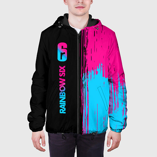 Мужская куртка Rainbow Six - neon gradient: по-вертикали / 3D-Черный – фото 3