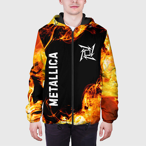 Мужская куртка Metallica и пылающий огонь / 3D-Черный – фото 3