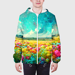 Куртка с капюшоном мужская Бесконечное поле цветов, цвет: 3D-белый — фото 2