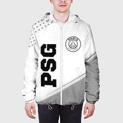 Куртка с капюшоном мужская PSG sport на светлом фоне: символ и надпись вертик, цвет: 3D-белый — фото 2