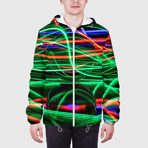 Мужская куртка Абстрактное множество цветных линий / 3D-Белый – фото 3