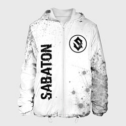 Куртка с капюшоном мужская Sabaton glitch на светлом фоне: символ и надпись в, цвет: 3D-белый
