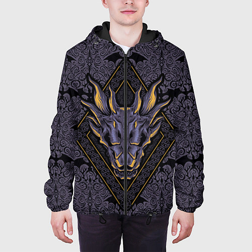 Мужская куртка Дом Дракона Паттерн с драконами / 3D-Черный – фото 3