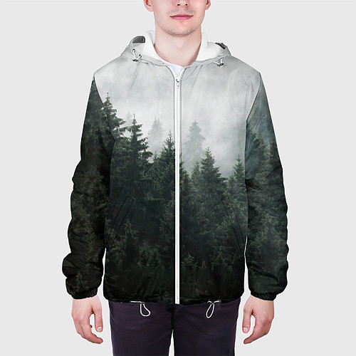 Мужская куртка Туманный хвойный лес / 3D-Белый – фото 3